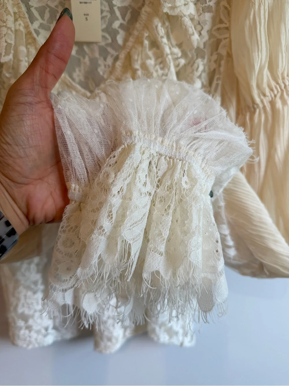 Anthropologie Wide-Sleeve Sheer Lace Top